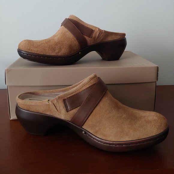 EASY SPIRIT Leather Suede Clogs Escydonia Womens Size 9 M Tan - Picture 4 of 7
